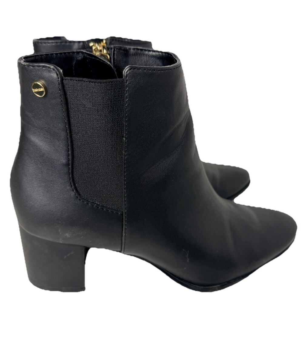 Calvin Klein Fiona Ankle Boots Sz 7 Black Classic Style Gold Hardware